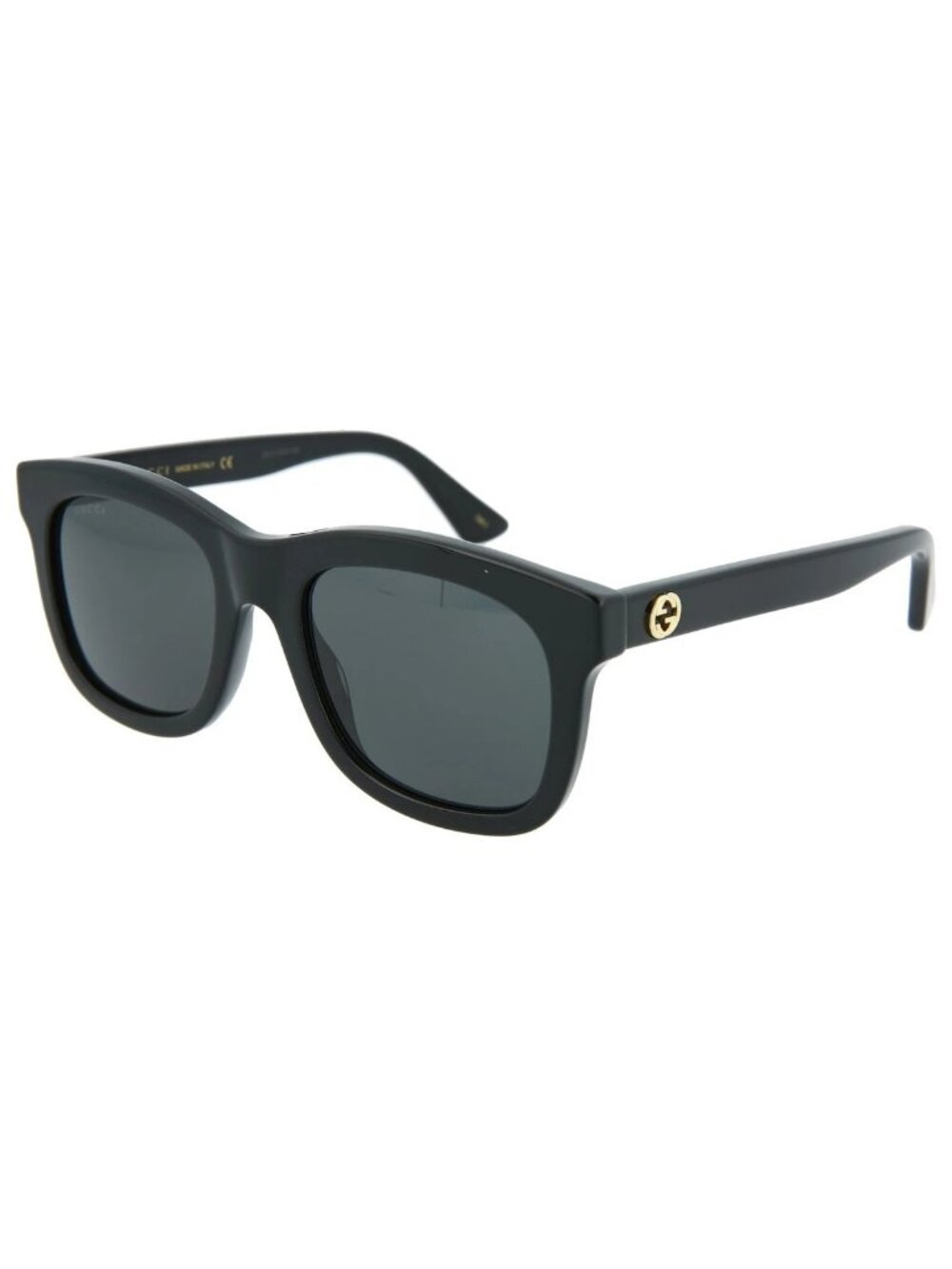New Gucci Women's Sunglasses Square Rectangle Acetate Frame Black Black Grey